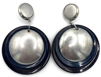 Belle Noel by Kim Kardashian coin stud dangle earrings navy resin