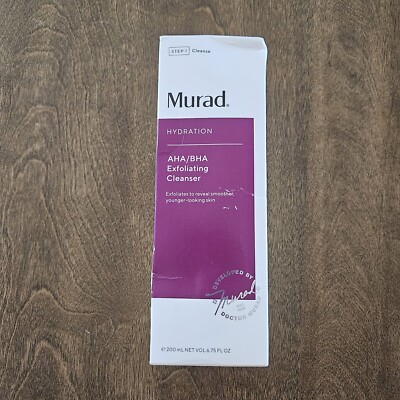 Murad hydration AHA/ BHA exfoliating cleanser new in box full size 6.75oz 