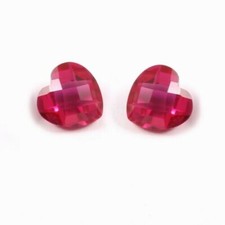 AAA 6x6 MM Natural Mozambique Pigeon Red Ruby Loose Heart Gemstone Broilets Pair