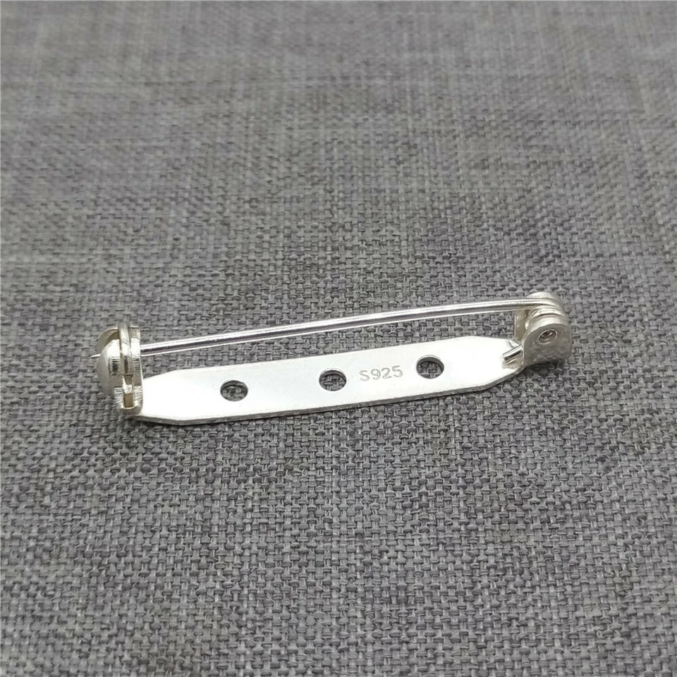 Sterling Silver Plain Brooch Pinback w/ 3 Holes Safety Pin Back Jewelry Findings - Image 3 of 4