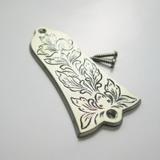 Light golden color aluminum leaf pattern truss rod cover fits most Gibson guitar