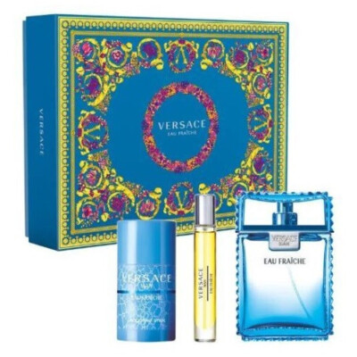 Versace Eau Fraiche Men 3Pcs Set 3.4 oz & 0.33 oz Edt Spray & 2.5 oz Deodorant M