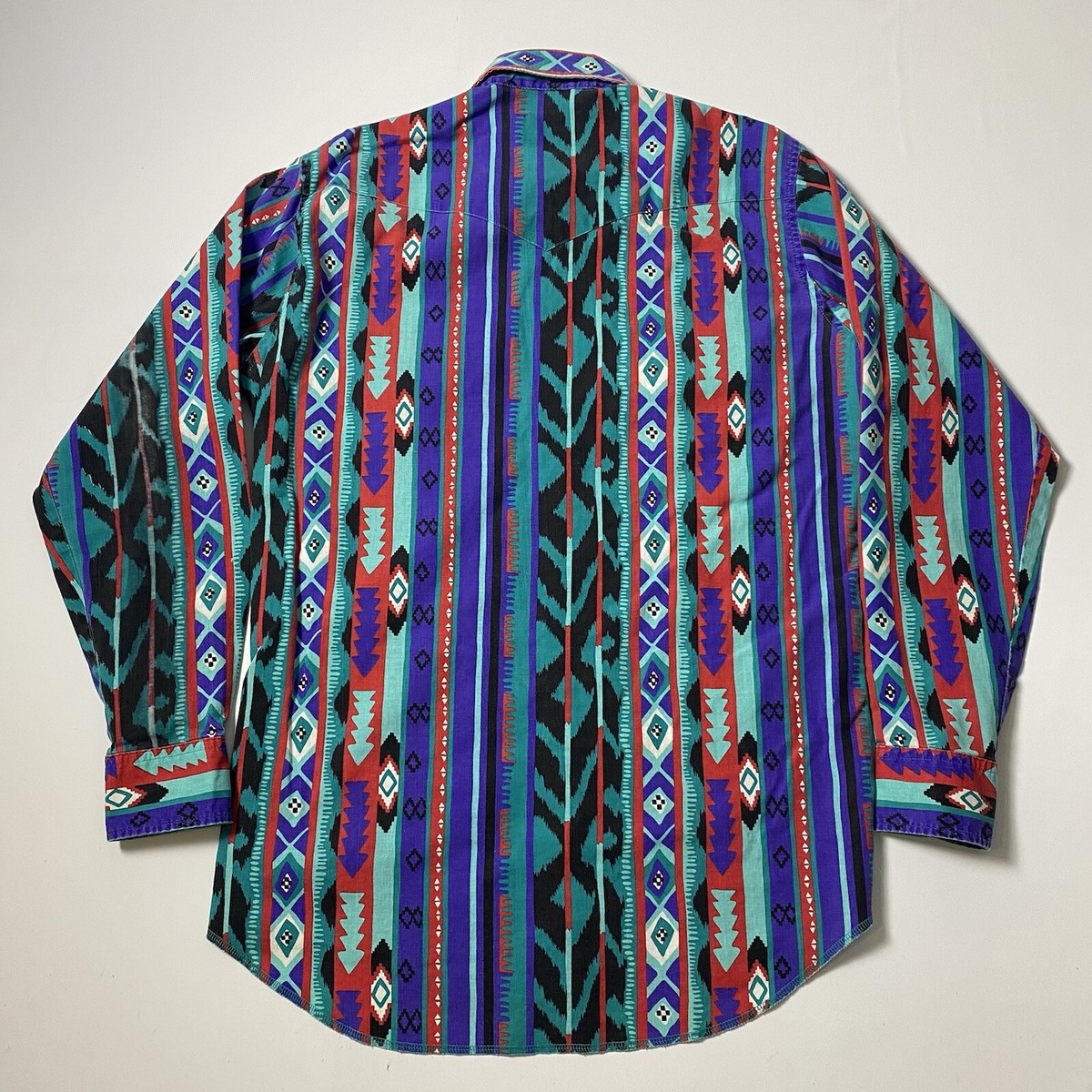Vintage Wrangler Shirt Mens 15.5x34 Aztec Western Button Vintage Wrangler Shirt Mens 15.5x34 Aztec Western Button