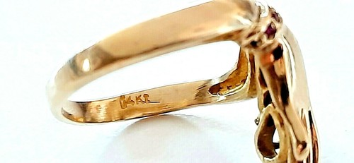 GOLD RING ° 585 / 1000 ° 14 K ° HAND ° RUBY / BLUE SAPPHIRE ° gold jewelry ° - Picture 4 of 9