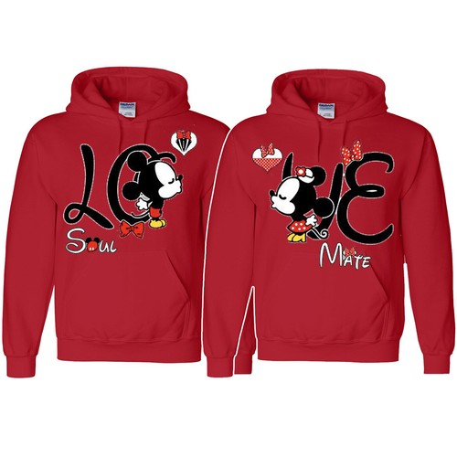 LOVE Soul mate Couple Matching Hoodies Mickey Minnie Kiss vacation Anniversary - Picture 7 of 9