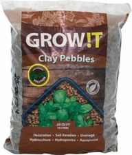 Hydrofarm (#GMC10L) GROW!T Clay Pebbles, Brown - .35 Cu Ft (10L)
