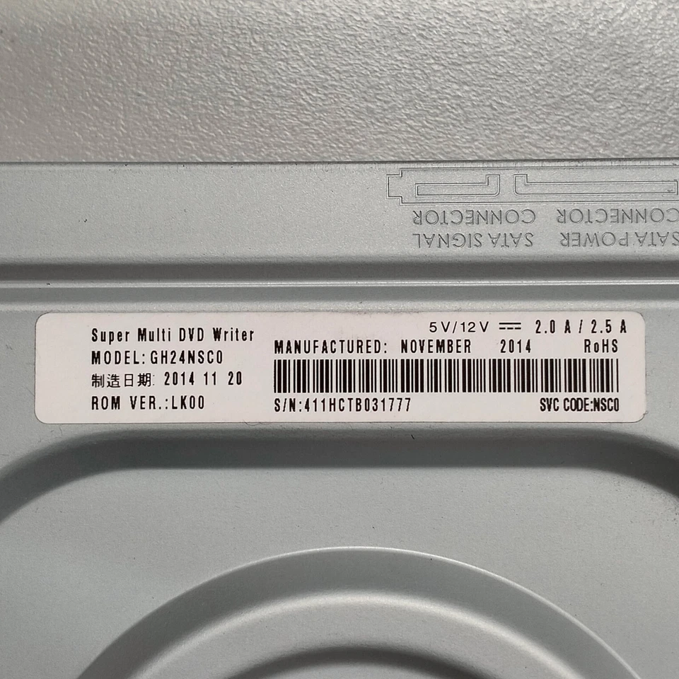 Unidad de disco Hitachi LG GH24NSC0 Super Multi M-Disc CD DVD±RW SATA F/N LK00 Foto 4 de 4