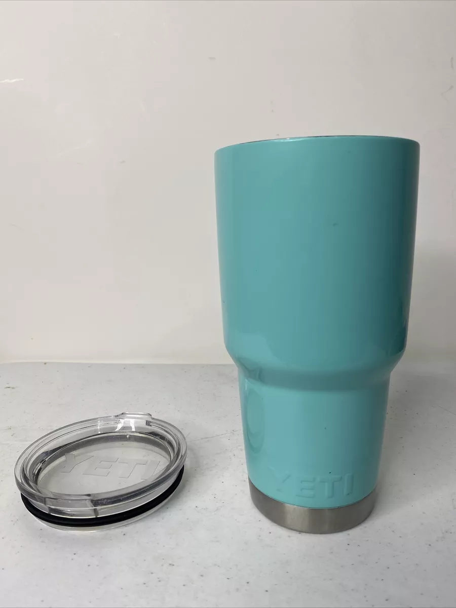 Yeti 30 oz Tumbler Travel Mug Teal Seaform With Drink Through Lid