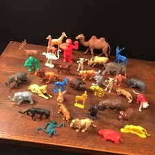 Vintage Toy Animal Lot 37 Plastic Elephant Tiger Gorilla Camel