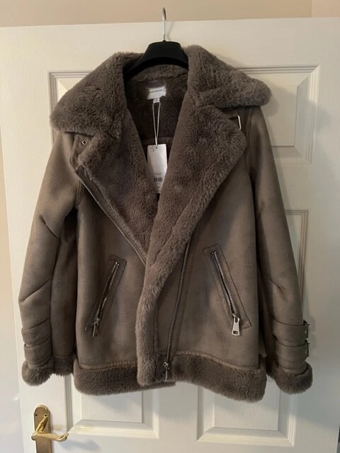 Grey fur top biker jacket