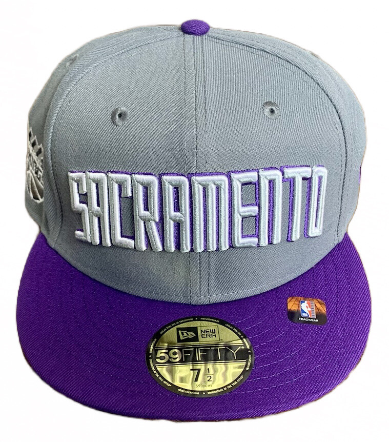 Sacramento Kings Hat 7-1/2 New Era 59FIFTY Fitted City Edition Gray Purple  NEW