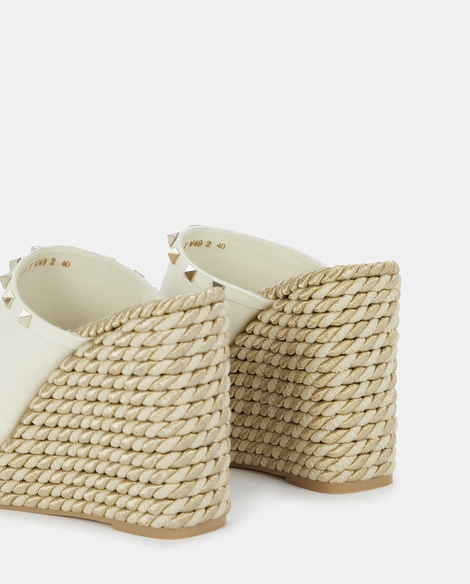 Valentino Garavani Rockstud Torchon Wedge Espadrille Sandals new