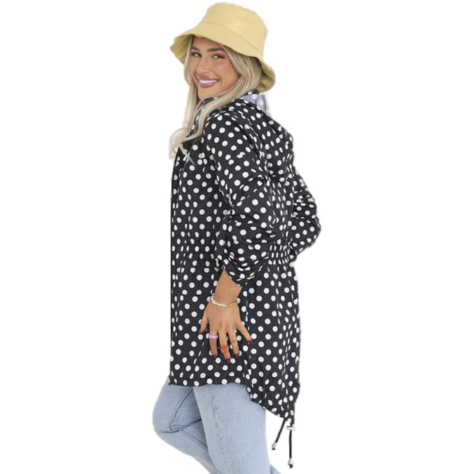 Ladies Brave Soul RAVESPOTS Fishtail Polka Dot Print Hooded Mac - Image 3 of 3