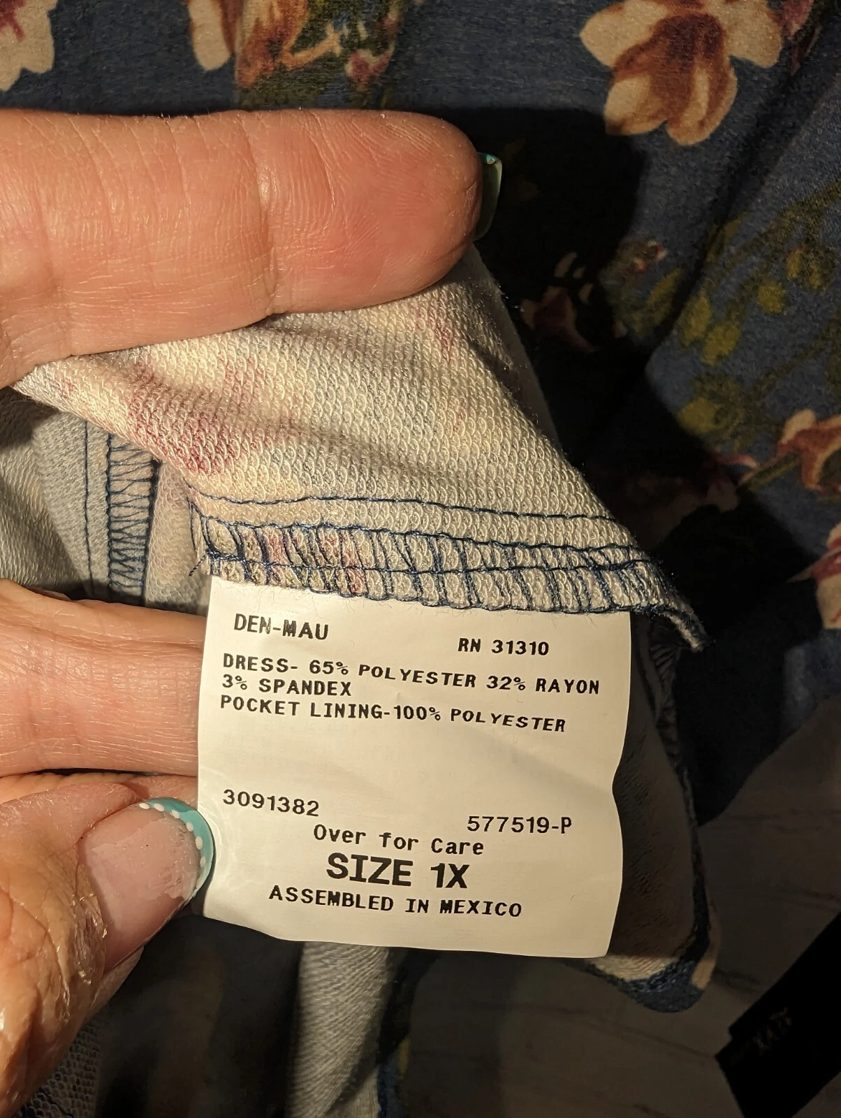 Abito tubino donna Alyx blu floreale manica a campana 3 4 con cravatte buco della serratura tg 1X