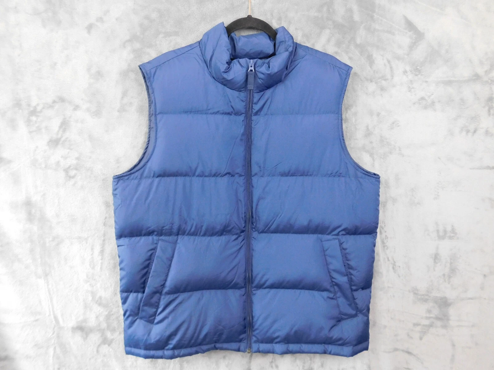 Lands End Puffer Vest Men Large Navy Blue Goose Down Sleeveless Gorpcore Outdoor