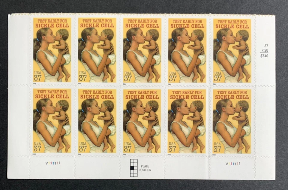 U.S. Stamps SC #3877. Sickle Cell. 37¢ Plate Blocks of 10 (Opposite Panes) - Image 2 of 3