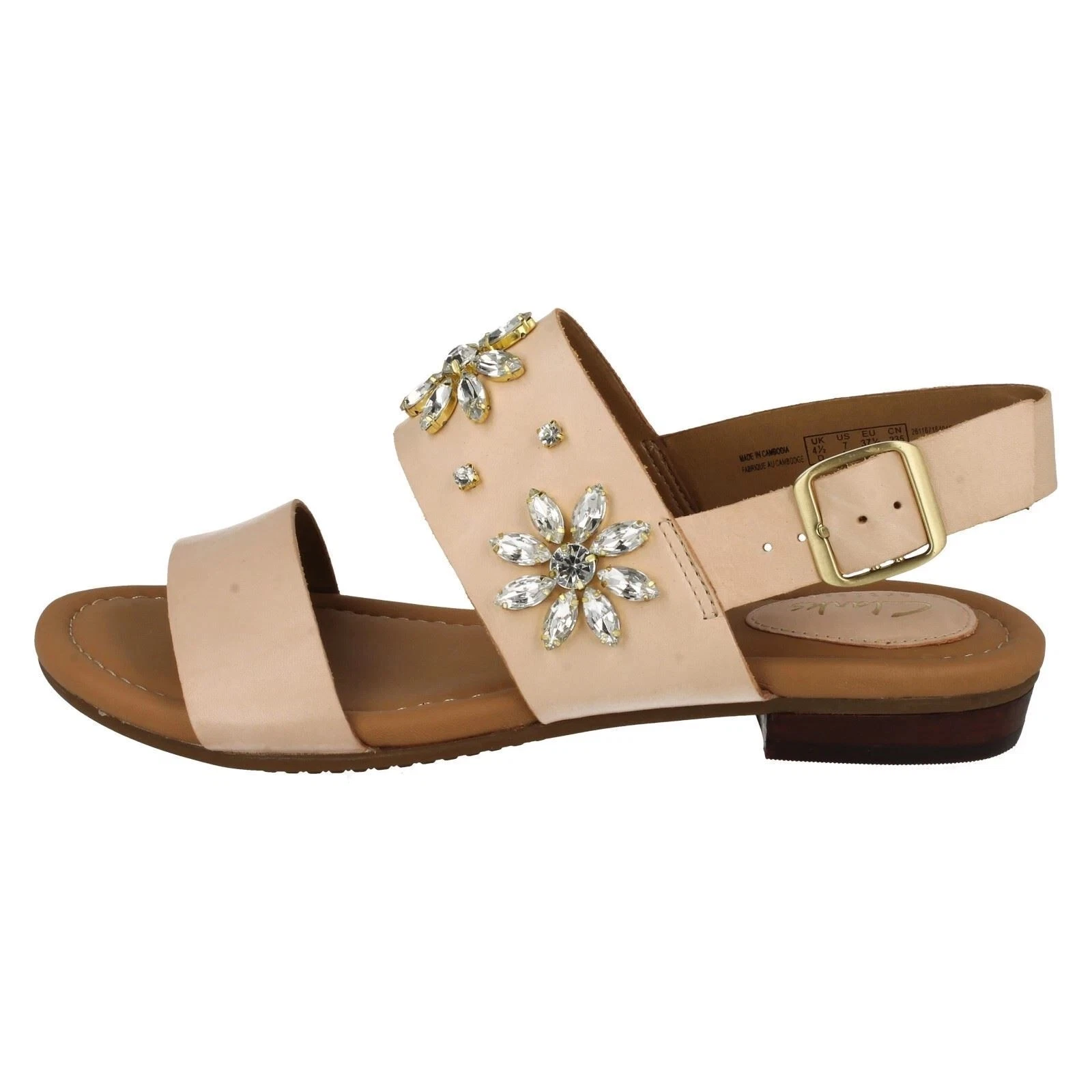 Sandali Clarks beige con cinturino piatto taglia UK4 EUR37 US6 5