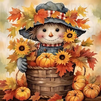 5D DIY Diamond Art Kit Fall Scarecrow Pumpkin Autumn Thanksgiving Wall Decor