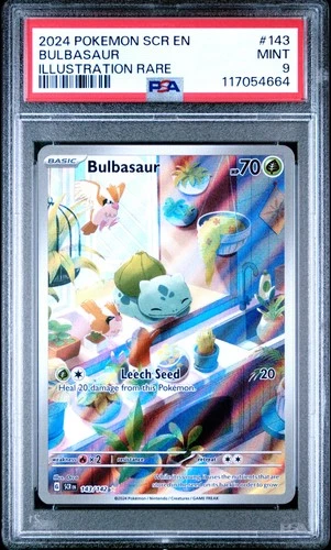 2024 POKEMON SCR EN-STELLAR CROWN ILLUSTRATION RARE #143 BULBASAUR PSA 9