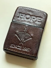 Zippo Hope Leather Lighter Vintage 2007 Limited Used