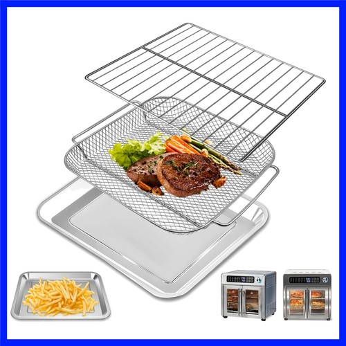 Juegos de 3 piezas para hornear sartén freír cesta estante de alambre para Emeril Lagasse 26QT extra grande...