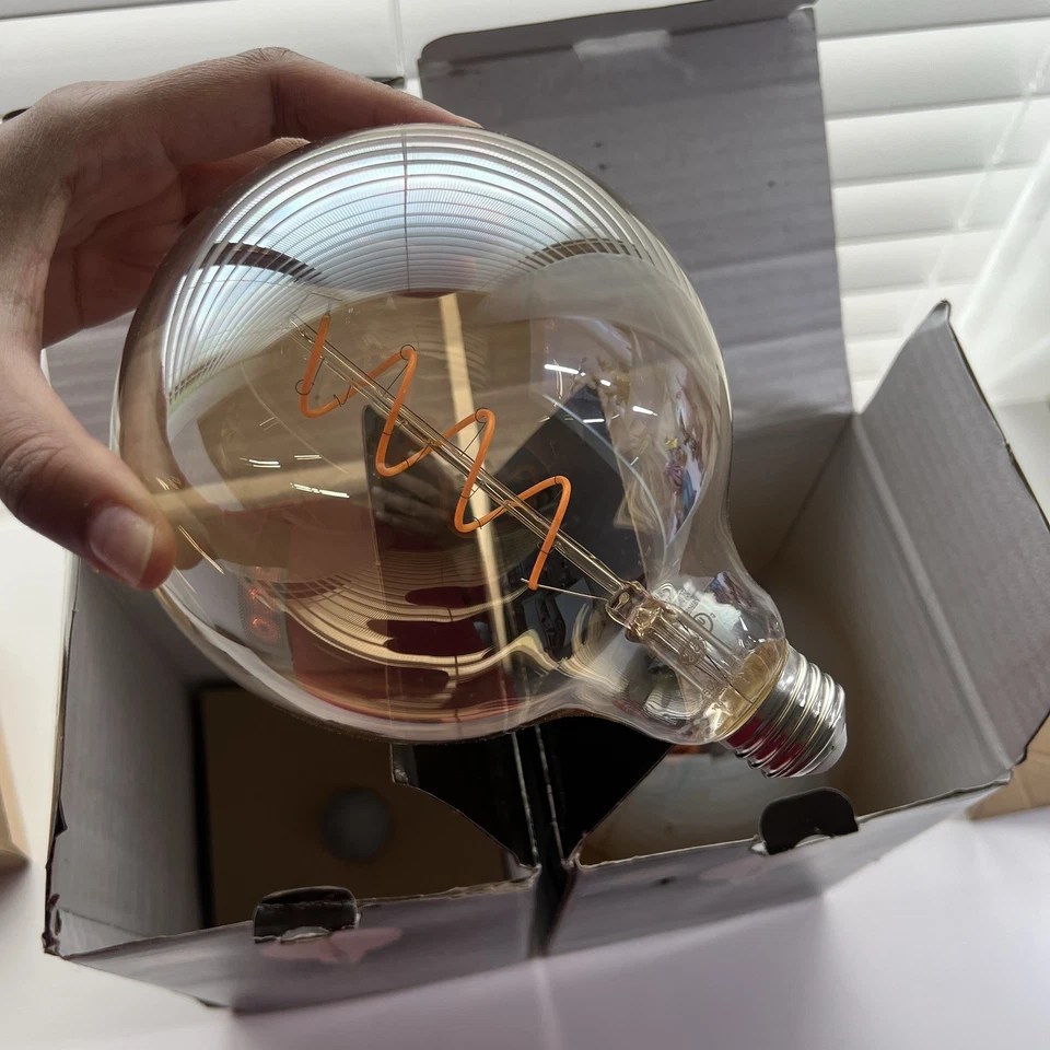 GE 60-Watt Vintage Style Amber G40 Globe LED w/Standard Medium Base - NEW 2 PACK - Image 3 of 4