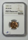 1955-S 1c Lincoln Wheat Cent Penny NGC MS66 RD ** M7106