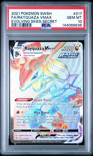 2021 Pokemon SWSH Evolving Skies Rayquaza Vmax Secret Rare #217 PSA 10
