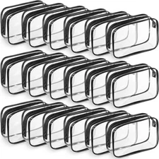 Saintrygo 18 Pack Clear Makeup Bags 7 x 5 PVC Color, Black Border 