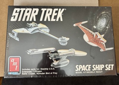 Star Trek Space Ship Model Set, Enterprise, Klingon, Romulan, 1989, AMT, Ertl