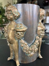 Sch&ouml;ner dekorativer alter Jugendstil Messing Wein Flaschenhalter-Flaschenk&uuml;hler