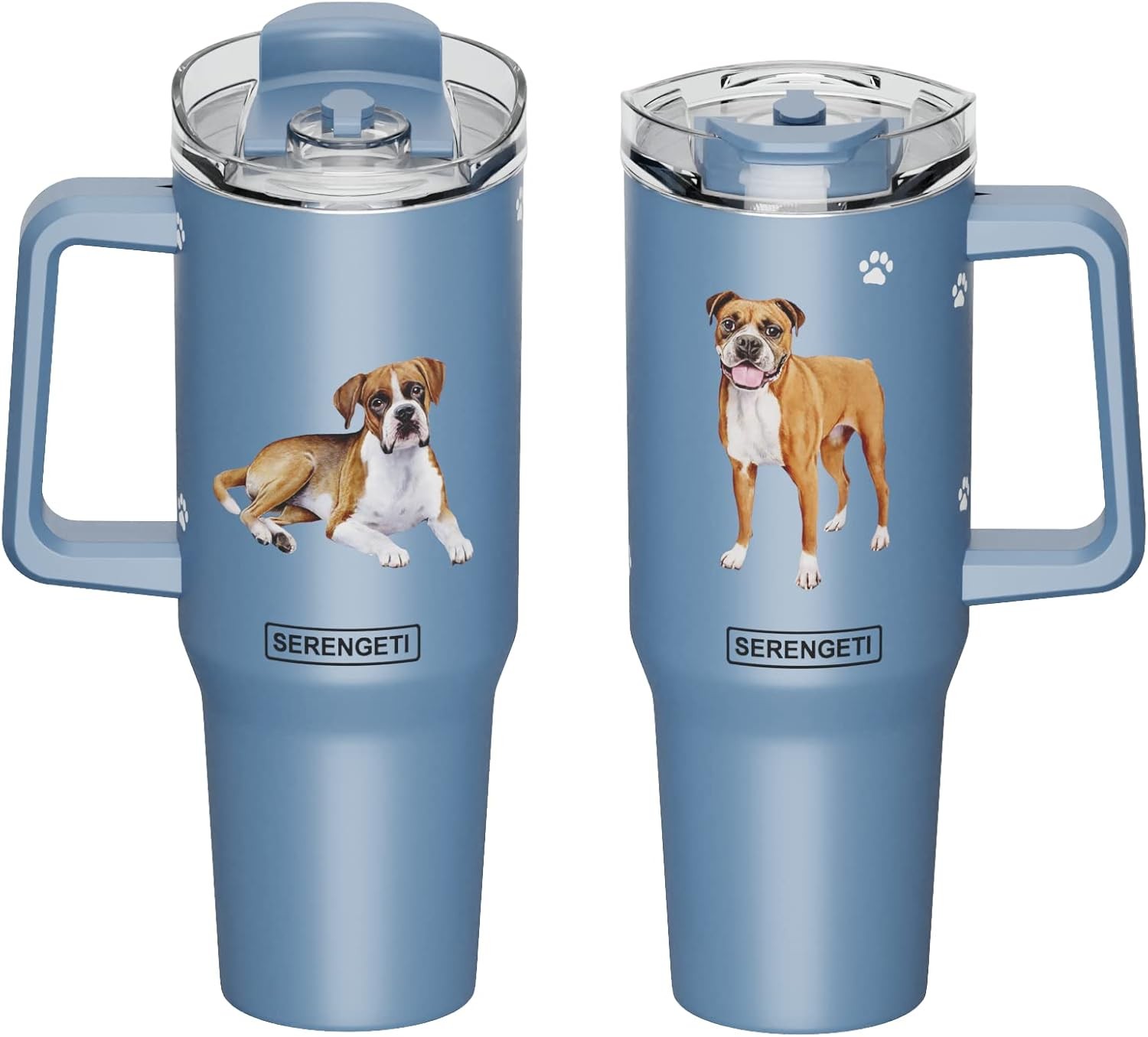 Стакан Serengeti boxer Dog объемом 40 унций из нержавеющей стали с ручкой соломинкой и крышкой 6590₽