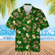 Green gun Hawaiian Shirt, Short Sleeve Summer Shirt For Men