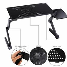 Save Space Folding Laptop Notebook Desk Sofa Table Stand Tray with Fans US New