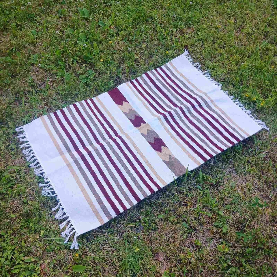 Natural Sheep Wool Yarn Rug 120x65 cm – Handwoven Wool Rug - Image 2 of 4