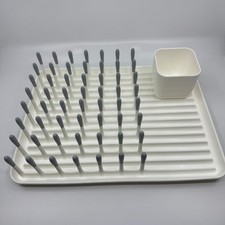 OXO Tot White Gray Bottle Drying Rack Rubber Tips Utensil Cup 13.5 x 10.5  