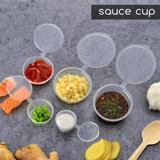 Disposable Clear Sauce Pots with Hinged Lids Pots Reusable Plastic Pots Size 1oz