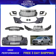 New Complete Front Bumper Grille Set Compatible with 2018-2021 Chevy Traverse