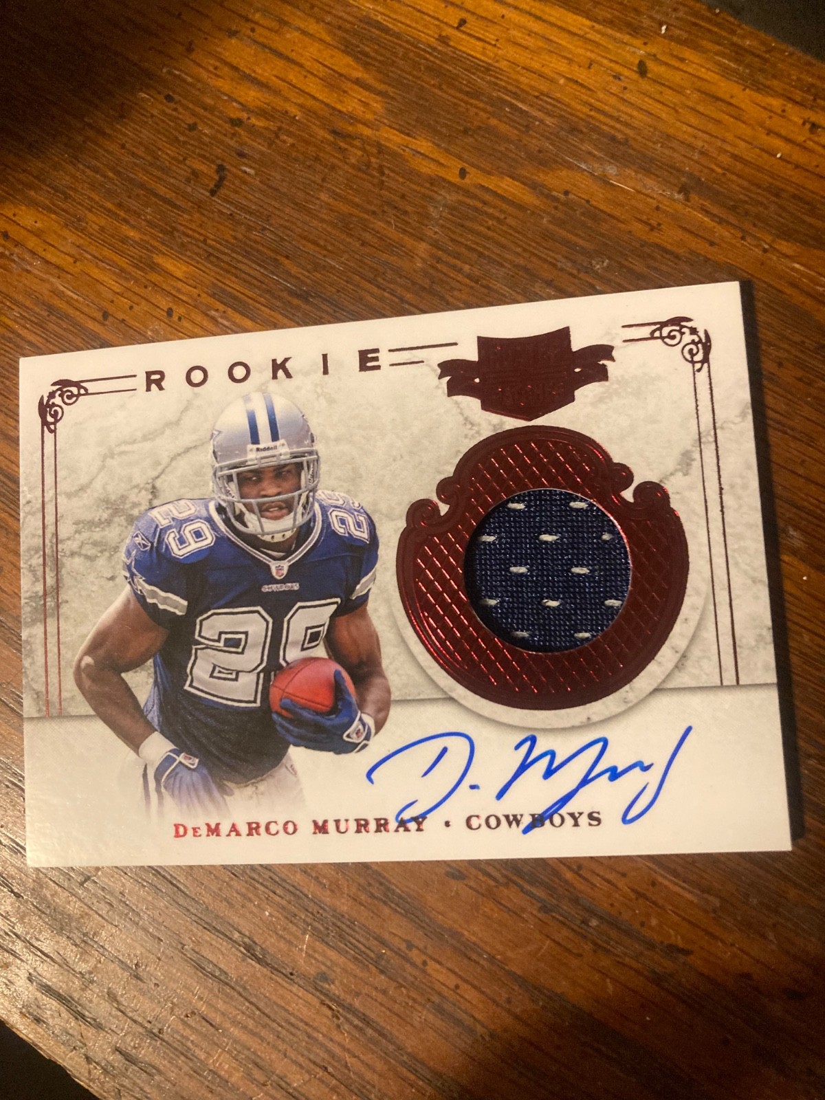 DeMarco Murray Panini Plates & Patches #222 Print Plate Cyan 1/1 Autograph Jersey