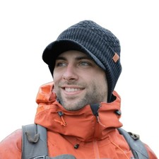 L XL Winter Hats with Brim for Men Women - Merino Wool Beanie Knit Stocking C...