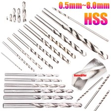 0.5mm~8.0mm HSS Twist Drill Bits Mini High Speed Steels Drilling For Metal Wood