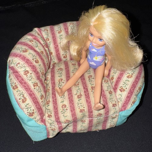 1994 Toymax Floral Stoff Stoff Stofftier Couch und Stuhl Möbel Barbie Größe Puppen - Bild 11 von 14