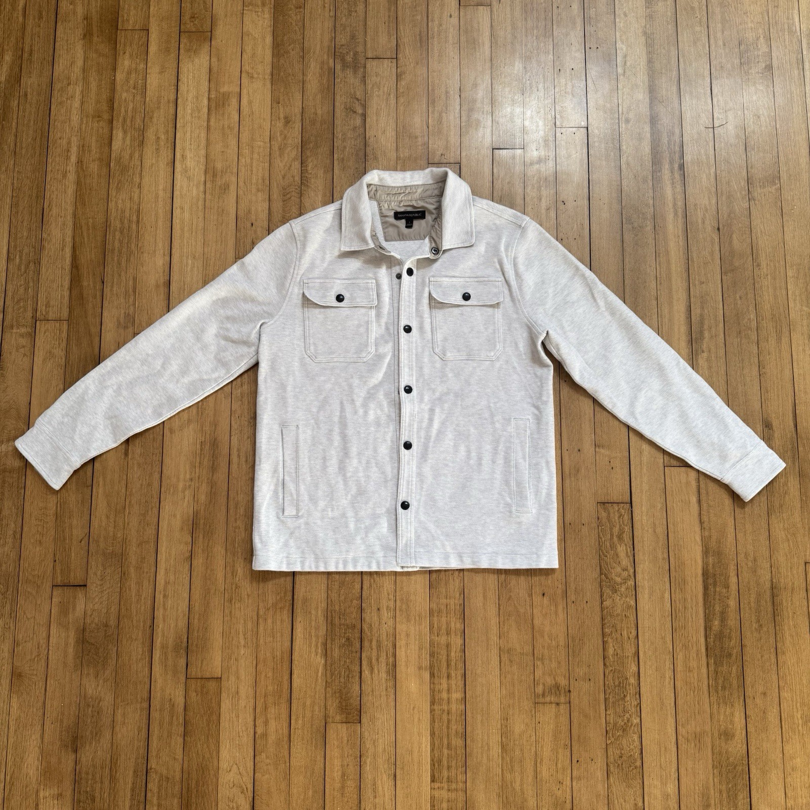 Banana Republic Cotton Beige Long Sleeve Button-Up Shirt Men's Size L
