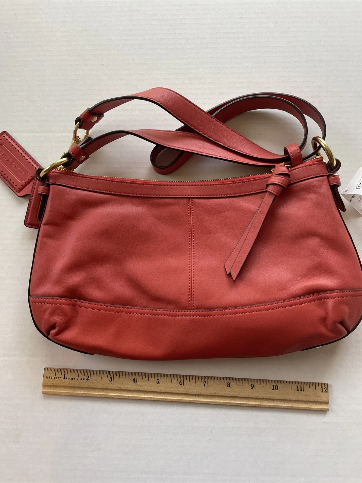 Borsone Coach Park in pelle di cachi F19729 nuovo con etichette