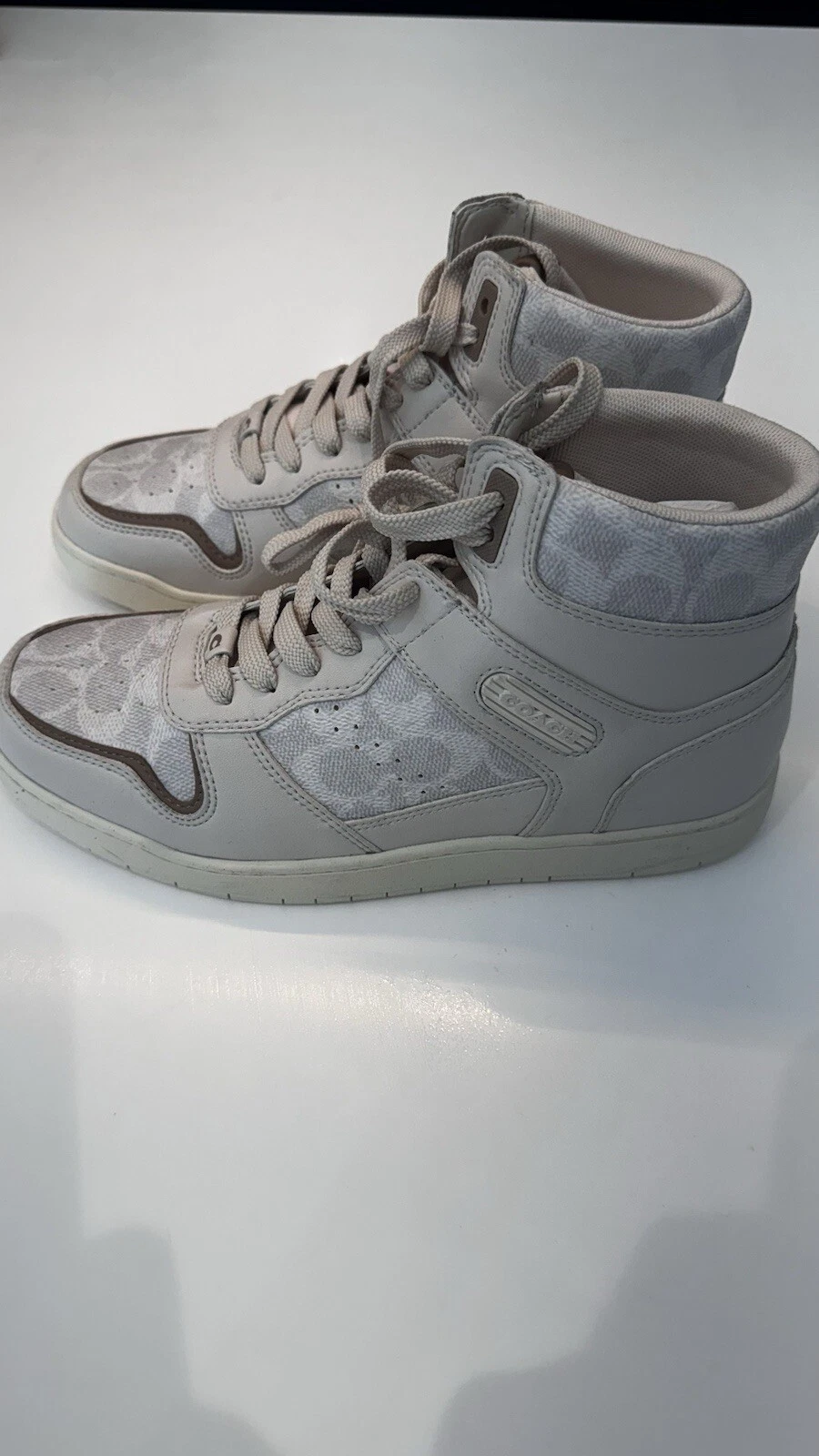 Sneaker Coach Hi Top in tela rivestita beige UK 7 vestibilità normale #01