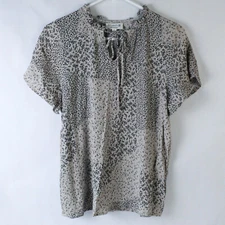 Studio B by Bobeau Women's Size S Floral Drawstring Blouse Top - Good Condition
