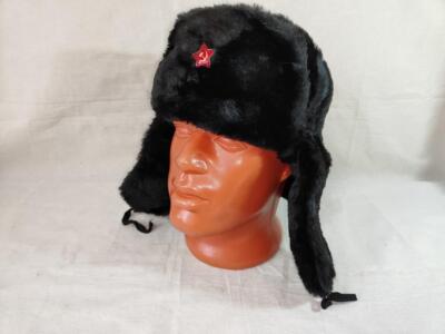 Soviet Russian Army Winter Ushanka Hat Fur Cap Earflaps Ушанка +