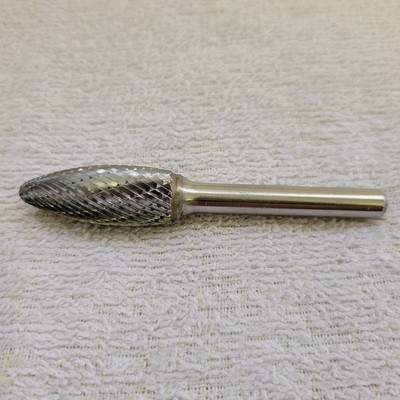 Carbide Bur with 1/4'' Shank Diameter, Flame Head, Trade Number SH-5, Double Cut