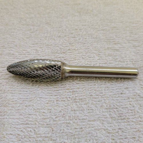 Carbide Bur with 1/4" Shank Diameter, Flame Head, Trade Number SH-5, Double Cut