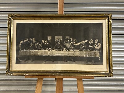 Late 19thC Gilt Framed Engraving After Leonardo da Vinci ''The Last Supper,''